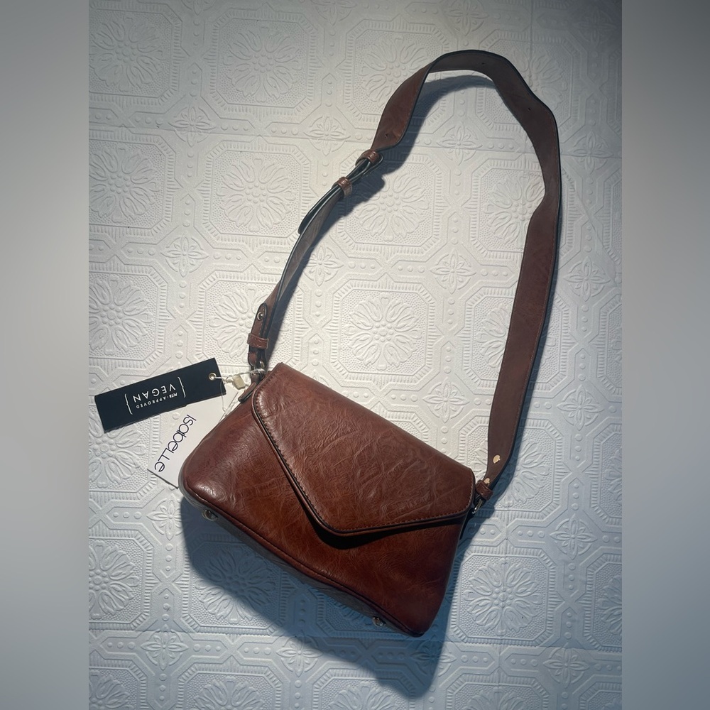 NWT Brown Isabelle Vegan Leather Adjustable Strap Shoulder Bag